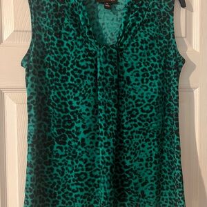 Dana Buchman Teal Leopard Print Blouse